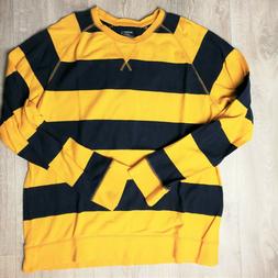 Old Navy felpa girocollo giallo e blu a strisce vintage usa 
