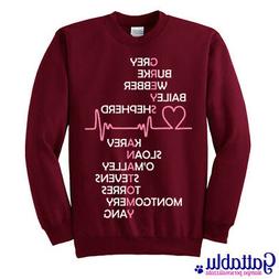 Felpa girocollo Grey's insp Anatomy lista nomi personaggi, b