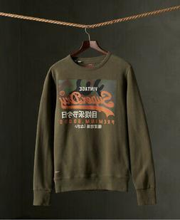 Superdry Felpa girocollo mimetica con rovescio a ricci e log