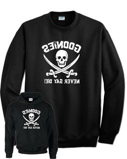 Felpa GOONIES never say die nera con senza cappuccio uomo ba