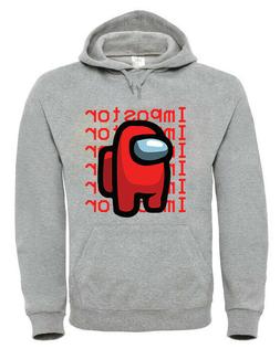 Felpa Grigia IMPOSTORE AMONG US MAGLIA internet videogame Ma