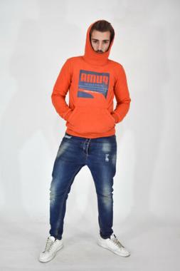 PUMA Felpa Hoodies Sweatshirt Arancione In Cotone Cotton TG 
