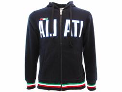 Felpa Italia BLU NAVY  con zip Sweat Sweatshirt UOMO con cap