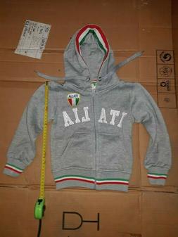 Felpa ITALIA con zip e cappuccio, azzurra, blu ,rosa, grigia