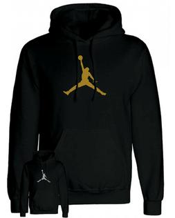 Felpa JORDAN Michael nera stampa oro argento con cappuccio s