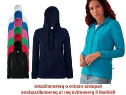 Felpa Leggera Cotone Donna Con Cappuccio e Zip Lunga Fruit O