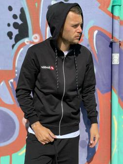 Felpa Lotto nera con zip e logo dietro