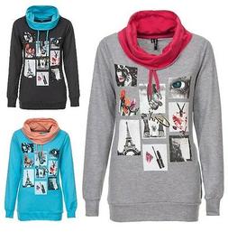 Felpa Lunga Donna SUBLEVEL Maglia Casacca B222 Grigio Azzurr