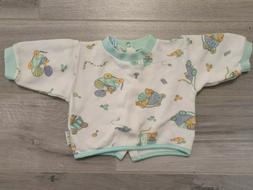 FELPA MAGLIA BIANCA AZZURRA IN COTONE FELPATO TG 0-3 MESI