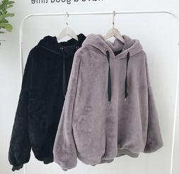 Felpa teddy morbida donna uomo cappuccio pelliccia inverno o