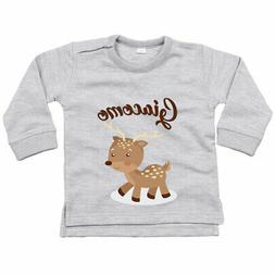 Felpa neonato personalizzata con nome baby cerbiatto