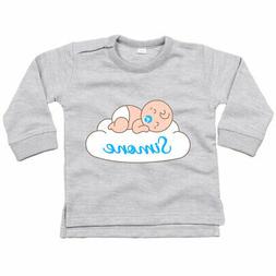 Felpa neonato personalizzata con nome bimbo che dorme sulla 