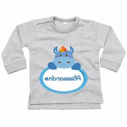 Felpa neonato personalizzata con nome ippopotamo