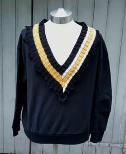 ZARA TRAFALUC FELPA NERA CON BORDO IN MAGLIA TAGLIA M