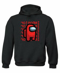 Felpa Nera IMPOSTORE AMONG US MAGLIA internet videogame Magl