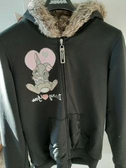 Felpa Nera Ragazza Con Cappuccio TG. XL