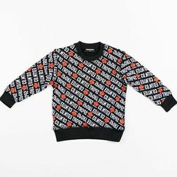 FELPA DSQUARED2 NERO BAMBINO RAGAZZO MAGLIA MANICA LUNGA LOG