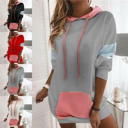Felpa Pullover Largo Vestito da Donna Maglione Manica Lunga 