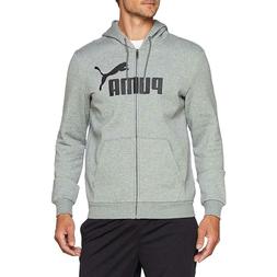 felpa uomo puma con cappuccio grigio in cotone felpato
