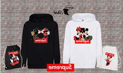 FELPA + SACCA BIANCA NERA SUPREME TOPOLINO MINNIE UOMO DONNA