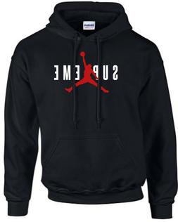 Felpa stampa SUP JORDAN EME nera unisex e bimbo tasca e capp