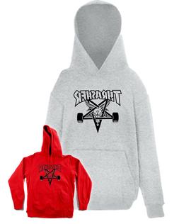 Felpa stampa THRASHER magazine skate unisex grigia rossa con
