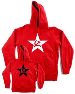 Felpa STELLA COMUNISTA unisex rossa con tascone e cappuccio 