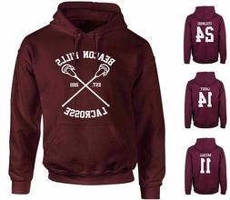 Felpa BEACON HILLS LACROSSE LAHEY 14 BORDEAUX con cappuccio 