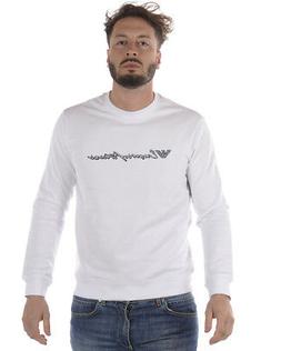 Felpa Emporio Armani Sweatshirt Hoodie Cotone Uomo Bianco 3Z