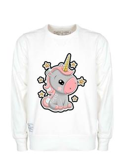 FELPA UNICORNO  ragazza donna manica lunga cotone BIANCA per