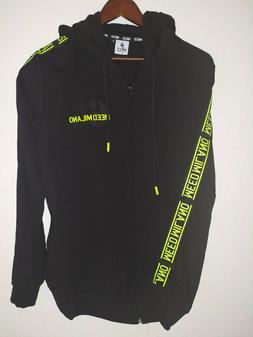 FELPA UOMO MADE IN ITALY 100% COTONE MARCA "MEED" NERO FLUO 