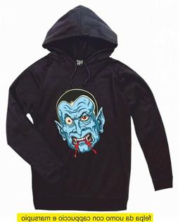 FELPA UOMO BAMBINO HALLOWEEN VAMPIRO DRACULA HORROR CON CAPP