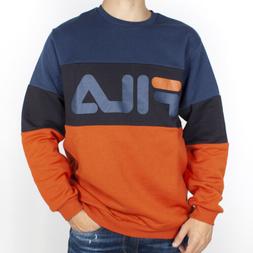 Felpa Fila Uomo Blu girocollo tricolor e stampa con logo 681
