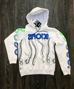OCTOPUS  Felpa uomo con cappuccio Blurred hoodie white