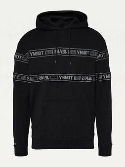 felpa uomo tommy jeans con cappuccio invernale nera logo tom