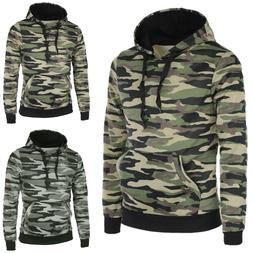 Felpa Uomo Con Cappuccio Maglione Slim Fit Maglia Camouflage