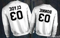 FELPA UOMO DONNA Bonnie Clyde CON NUMERO PERSONALIZZATO Matr