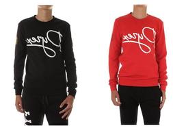 PYREX FELPA UOMO DONNA GIROCOLLO LOGO CORSIVO NERA O ROSSA  