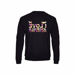 Felpa Uomo Donna Maglione I Love Animals Cane Gatto No CD DV