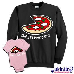 Felpa uomo e body bimba You complete me, fetta di pizza, cop