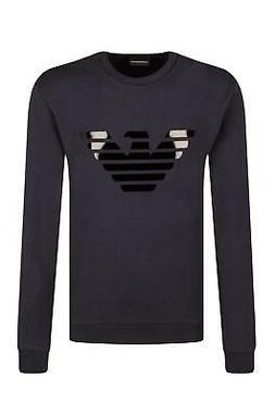 EMPORIO ARMANI Felpa uomo girocollo, logo gommato,tinta unit