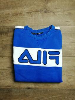 Fila Felpa uomo girocollo logo grande centrale bianca e blu 