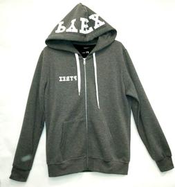 Pyrex felpa uomo,grigia ,zip con cappuccio, modello basic, l