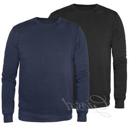 Felpa Uomo Maglia Girocollo Tinta Unita Semplice Blu Nero Gr