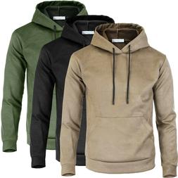 Felpa Uomo Maglia Tuta Camoscio con Cappuccio Tinta Unita GI