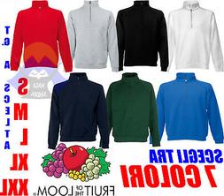 FELPA UOMO Mezza ZIP Felpata FRUIT OF THE LOOM Cotone META' 