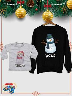 FELPA UOMO + NEONATA NATALIZIA NATALE PADRE PAP&agrave; FIGLIA PUP