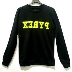 Pyrex felpa uomo nera ,girocollo logo grande giallo fluo  ar