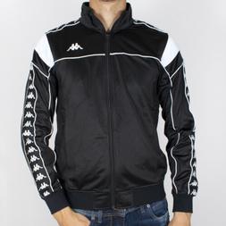 Felpa Kappa Uomo Nero in acetato a collo alto con zip e band