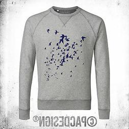 FELPA UOMO OPTICAL ANNI 70 80 90 BIRDS UCCELLI WHY SO VINTAG